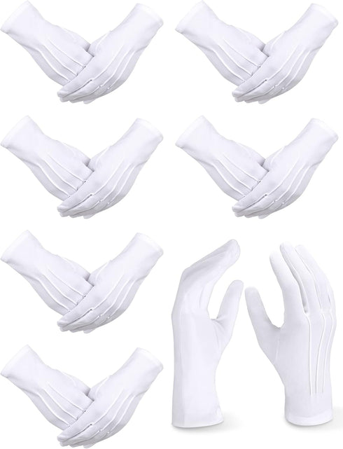 SATINIOR 6 Pairs White Gloves Uniform Gloves Parade Costume Gloves for Police Server Funeral Formal Tuxedo Guard...